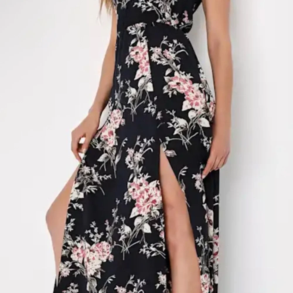 NWT Lulus Feel the Music Midnight Blue Floral Print Maxi Dress - Picture 4 of 4